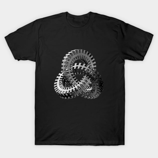 Black and White Infinity Knot t-shirt T-Shirt by Dürer Design
